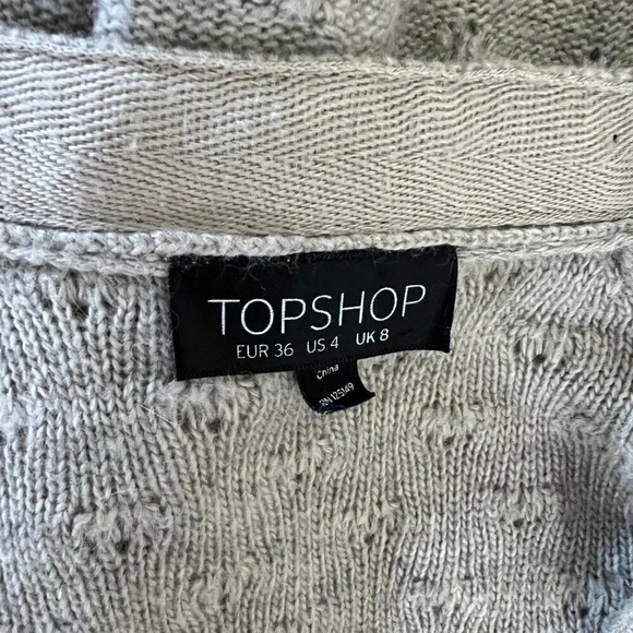 TopShop Textured Cardigan Sweater Size 4 Oatmeal Beige Buttons Long Sleeves - Picture 8 of 8